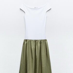 Zara White and Olive Dress